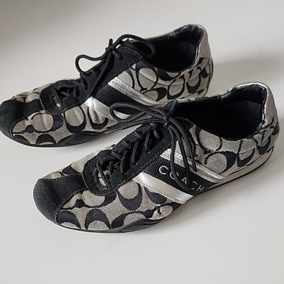 COACH | Jayme Signature C Logo Gray & Black Lace Up Shoes sneakers sz 6.5M - Picture 1 of 4